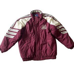 Vintage STARTER UM University Montana Grizzlies Griz Coat Maroon White XL *flaw